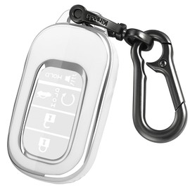 Kirsnda for Honda key fob cover,case with keychain,Soft TPU Protection key Shell/skin,5 Buttons fit 2022 2023 Accord Civic HR-V CR-V Pilot Remote Key(white)