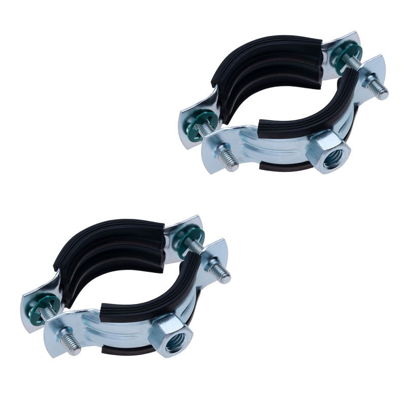 47-52 mm Pipe Clamp with Black Rubber Lining, Two-Part Pipe
