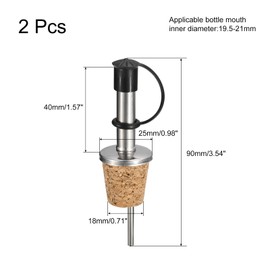uxcell Stainless Steel Bottle Pourers, 2Pcs Olive Oil Spout with Rubber Dust Caps, Cork Design Wine Bottle Stoppers for Pours Liquid, Olive Oil, Wine, Vinegar, Most Liquor Bottles