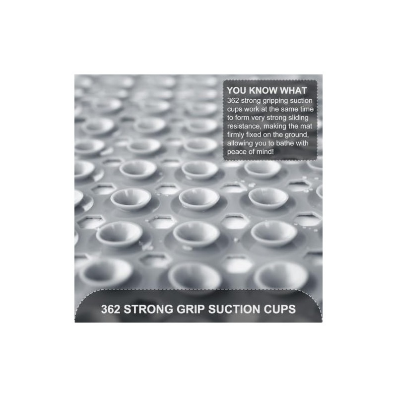 TEESHLY Non-Slip Extra Large Bath Mat with Drain Holes