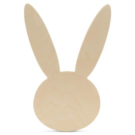 Wooden Bunny Face Cutout Unfinished, 12 inch x 8 inch, Pack of 5, Paint for Easter Crafts, Spring Home Decorating & Woodland Party, by Woodpeckers