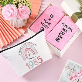 Jadive Birthday Gifts for Women The 40 Will Rainbow Cosmetic Bag Keyring Funny Socks Travel Toiletry Bag Gifts for Mother Friend Friendship Colleague Retirement