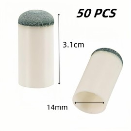 50 Pcs Billiards Stick Tips,14 mm Slip On Pool Cue Tip, Club Head Protective Cover Can Be Cut,Replacement No Glue or Tool Required,for Snooker
