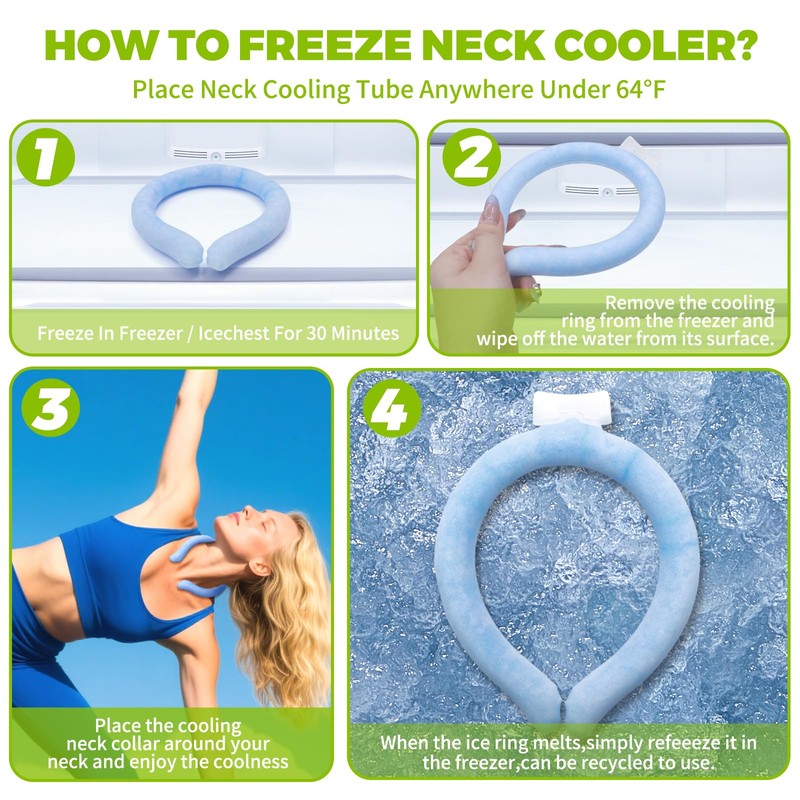 Cooling Neck Wrap for Fever Relief, Summer Heat Cooler, Reusable