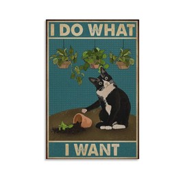 Funny Black Cat Decor Metal Tin Sign - I Do What I Want Home Decor For room office Wall Decor poster 12x18inch(30x45cm)
