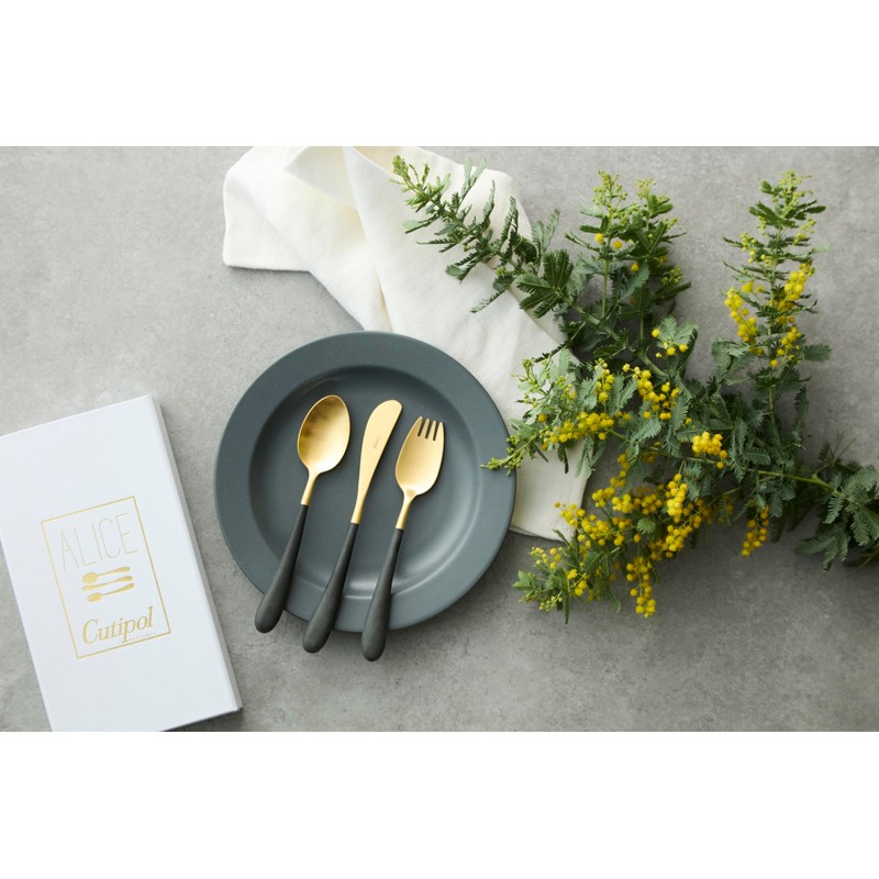 Cutipol Alice Set (ALICE SET) Children's Cutlery (Black x Gold)