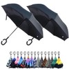 Parquet 2-Pack Double Layer Inverted Umbrellas - Leopard Navy and