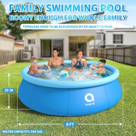 Inflatable Swimming Pool, Blow up Pool, Round Inflatable Pools Adult, Swimming Pool Above Ground 8ft x 25in, Top Ring Summer Water Party Pools, Outdoor Pool for Backyard Family