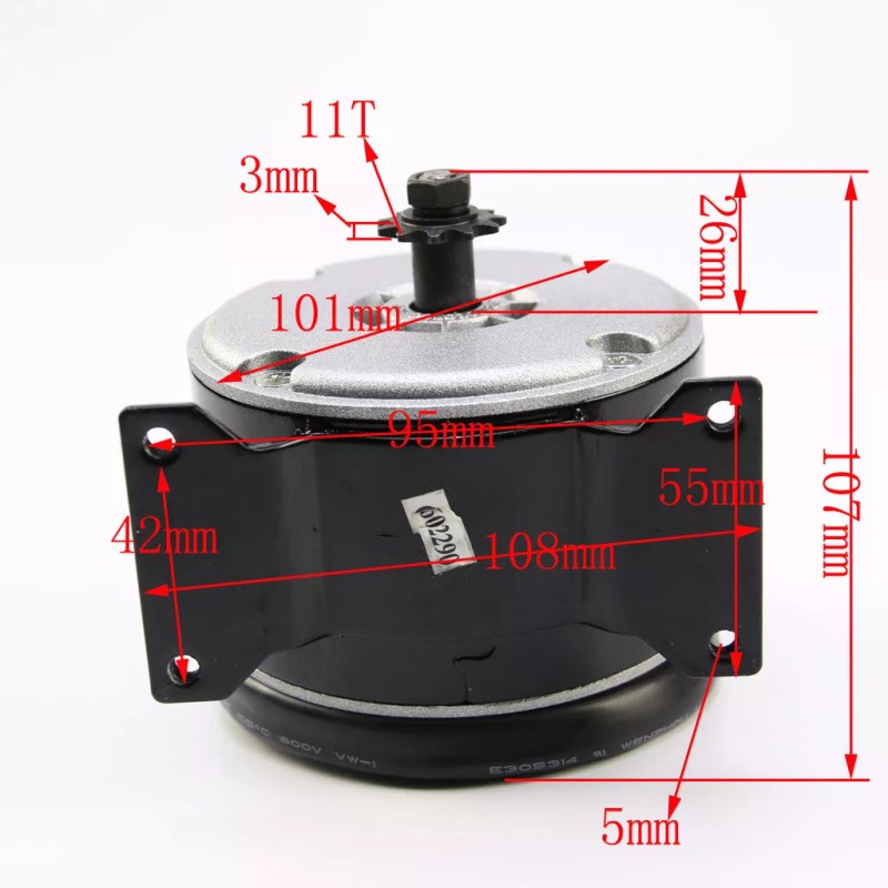 Unite MY1016 24V 250W Brush Motor for Electric Bicycle e