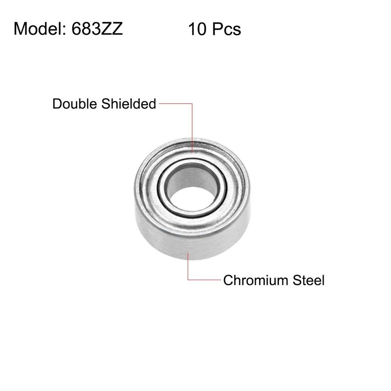 sourcing map 683ZZ Deep Groove Ball Bearings 3mm x 7mm