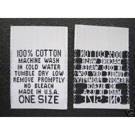 Sean Label 250 PCS WHITE WOVEN CLOTHING CARE LABEL - 100% COTTON ONE SIZE