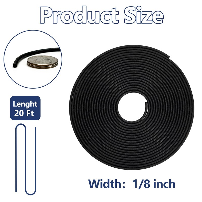 Orgthin 20FT Backer Rod 1/8 inch, Black Rubber Caulk Saver,