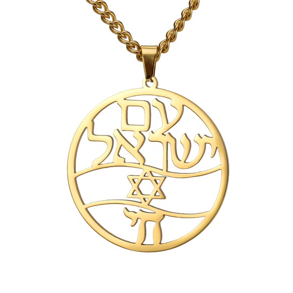 TEAMER Stainless Steel Chai Symbol Necklace Star of David Pendant