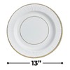 Elegant White/Gold Plastic Charger Paper Plates with Ruffled Rim -