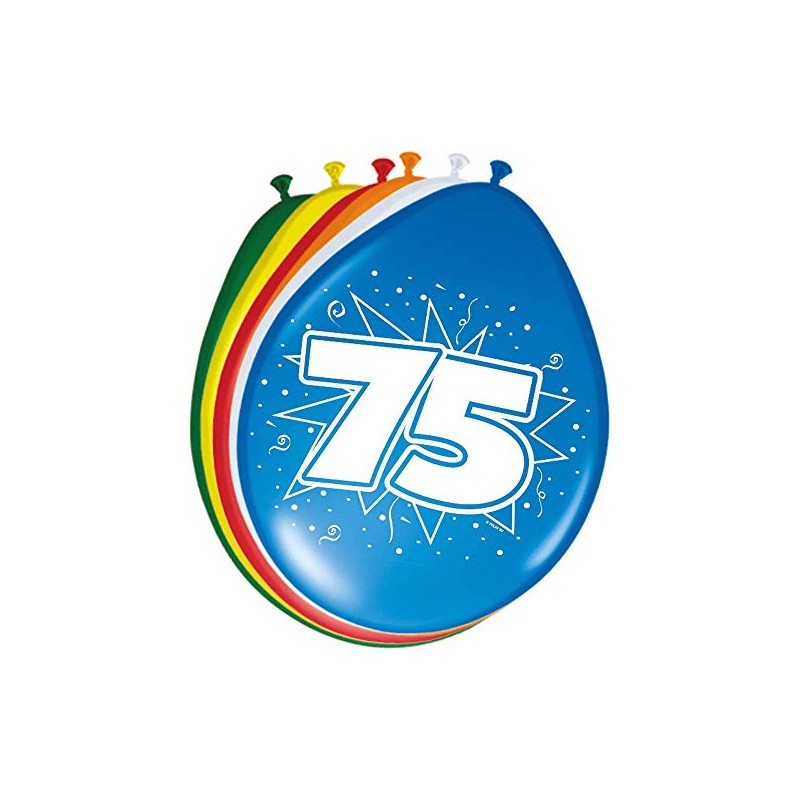 Folat 08275 75th Birthday Balloons 30cm - 8 pieces, Multi