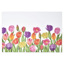 Gift Boutique 50 Pcs Disposable Watercolor Tulip Paper Place Mats, 11" x 17" Rectangle Tulips Flower Coated Placemat for Spring Summer Floral Table Setting Party Supplies
