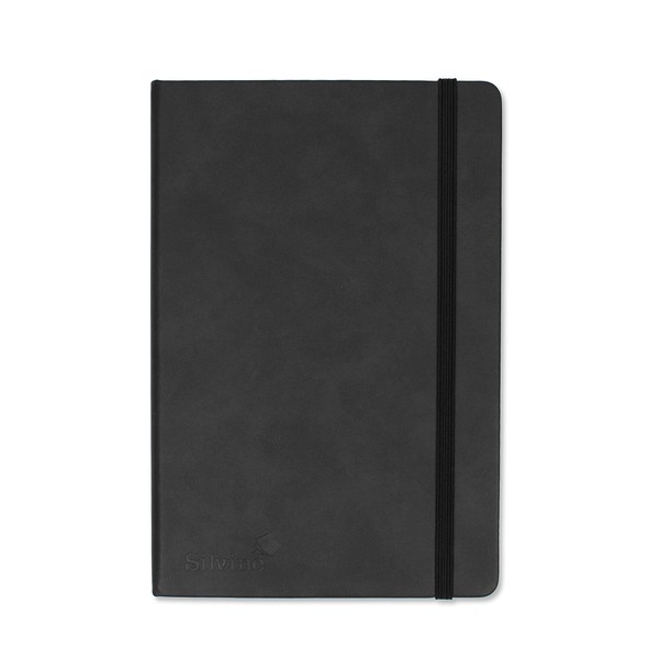 Silvine 391133 Executive Soft Feel Notebook Ruled with Marker Ribbon 160pp 90gsm A5 Black Ref 197BK