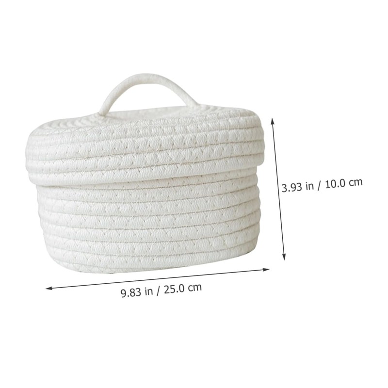 Mobestech Nordic Style Woven Basket with Lid Versatile Cotton Rope