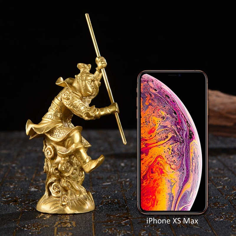 Chinese Brass Monkey King Figurine Sun Wukong Statue Housewarming Congratulatory