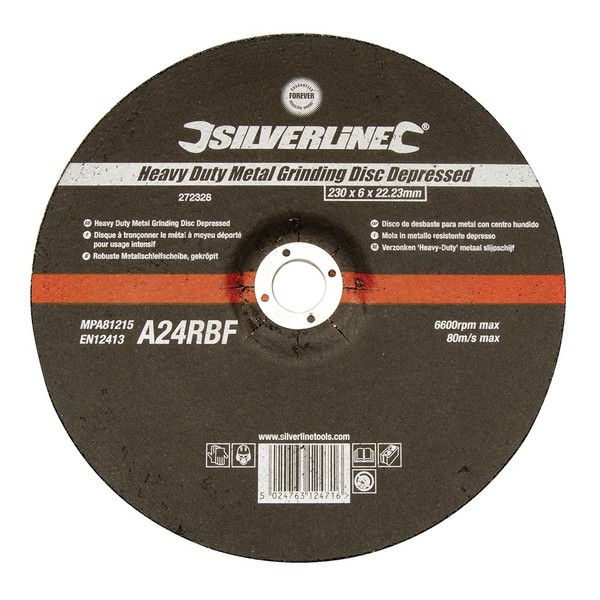 Silverline 272328 Heavy Duty Metal Grinding Disc Depressed 230 x
