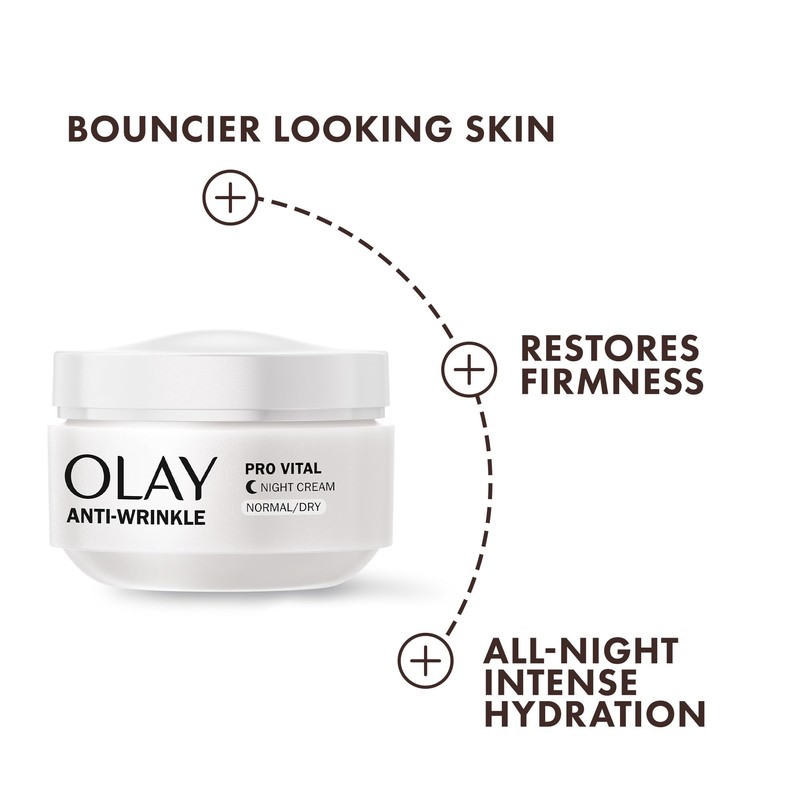 Olay Anti-Wrinkle Pro Vital Anti-Ageing Night Moisturiser, 50 ml