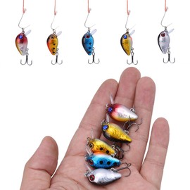 Mini Fishing Lures, Micro Fishing Hooks, Micro Crankbait Fishing Lure, 3D Holographic Eyes Fishing Lure Paint, for Bass Trout Walleye Catfish Redfish Pikes