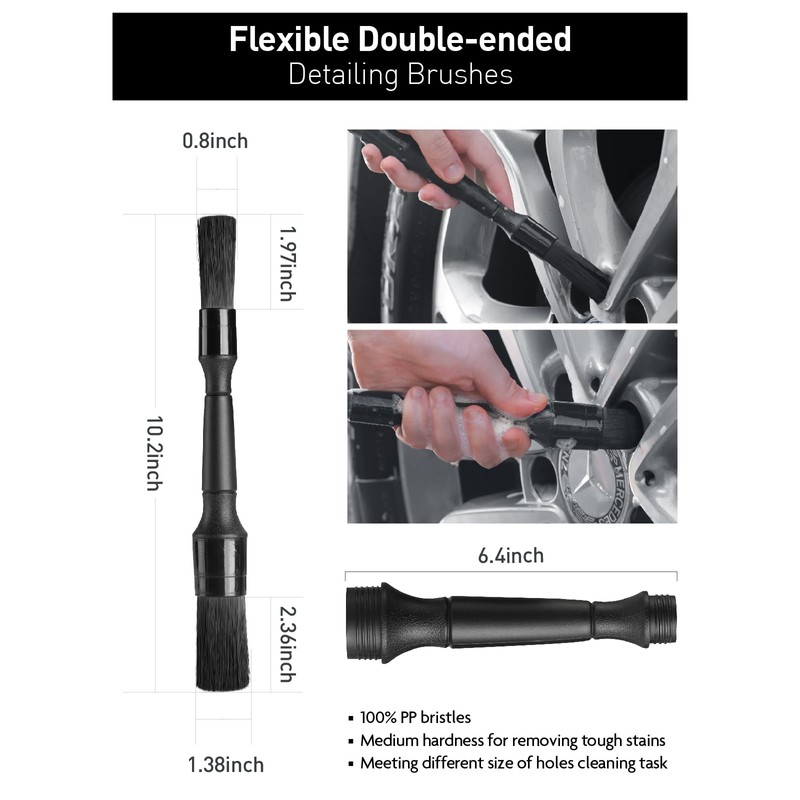 Fantasticlean 6PCS Car Wheel Cleaning Pro Kit, Tire Brush, Soft-bristled