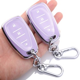 0BT59 2-PCS for Chevy Key Fob Cover Keychain Compatible with 2016 2017 2018 2019 2020 2021 2022 2023 2024 Trailblazer,Spark,Equinox,Blazer,Traverse,Cruze Limited,Sonic 3 Buttons Purple Accessoires