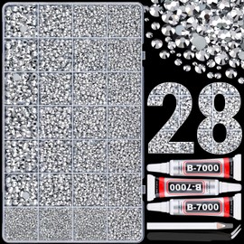21000Pcs Resin Rhinestones for Bedazzling with 3Pcs B7000 Jewelry Glue, Silver Flatback Gems Rhinestones for Crafting, Clothing Tumblers Mugs Shoes Fabric Decor Nail Art