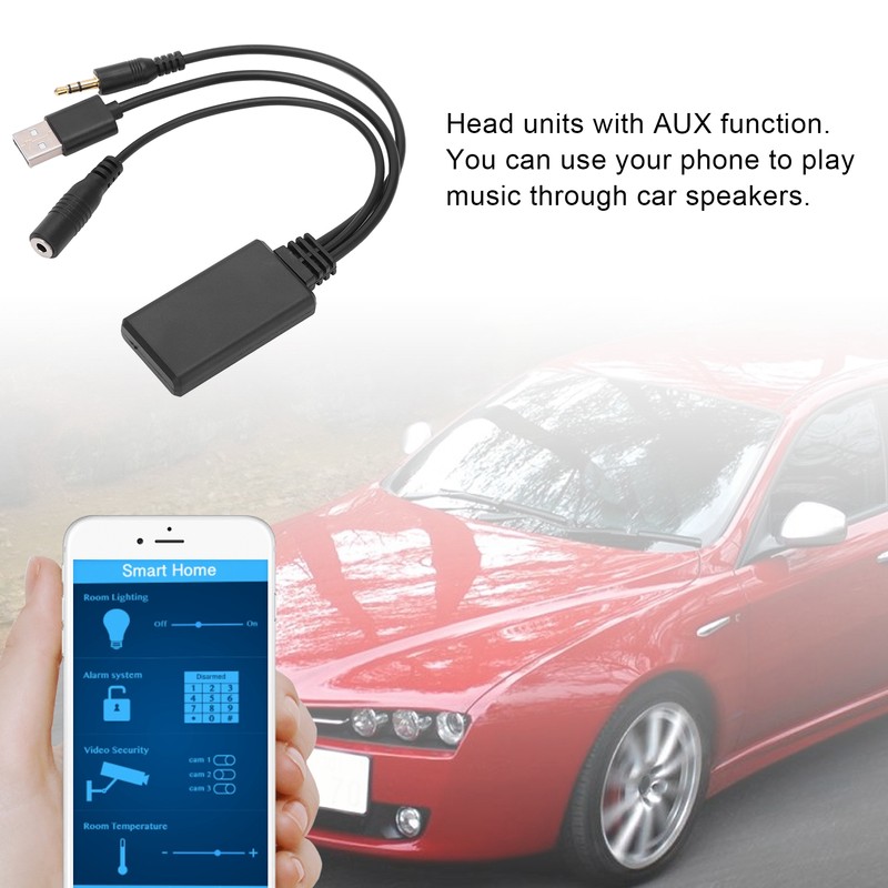 Car Aux Bluetooth 5.0 Adapter Audio Cable with Microphone Handsfree