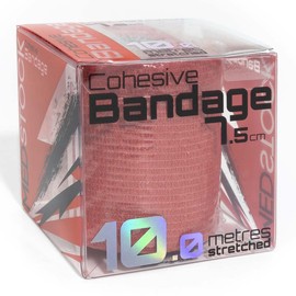 MEDSTOCK Cohesive Bandage 7.5cm x 10m RED, Elastic Self Adherent Tape, Supports Injured Joints and Muscles