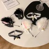 Cosplay Girl fluffy cat ear headdress accessories with collar set,