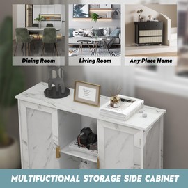 TaoHFE Farmhouse Marble White Storage Cabinet Buffet Cabinet Wooden Coffee Bar Cabinet Buffet Table White Sideboard Thin Cabinet for Narrow Spaces Entry Cabinet Hallway Cabinet for Kitchen,Living Room