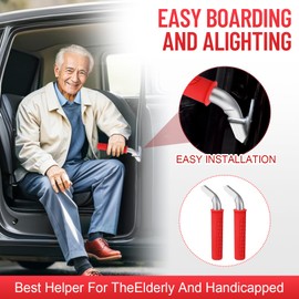 Datanly 2 Pcs Car Handle Assist for Elderly Car Door Handle for Easy Sit to Stand Assistance Portable Vehicle Support Handle Handicap Car Door Assist Handle for Elderly, Seniors, and Handicap (Red)