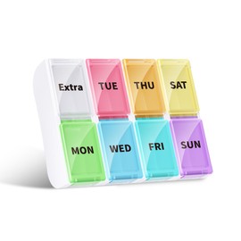 Opret Pill Box Organiser 7 Day, Pill Dispenser Weekly Once a Day with Removable Compartments for Vitamins Fish Oils Supplements Medication BPA Free