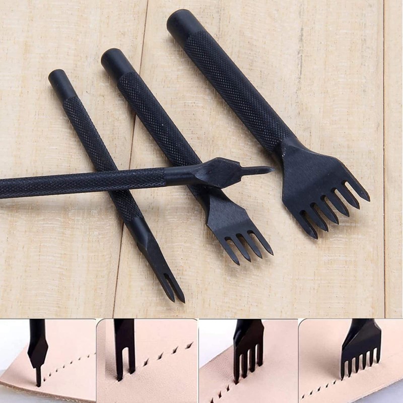 Yuentoen 4 Pcs Sharp Head Pricking Iron Leather Hole Punch,