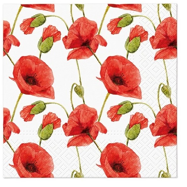 Decoupage Paper Napkins Luncheon Spring Floral Flowers Poppies Pack of