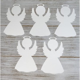 White Angel Cut outs - Christmas Holiday Decoration - Set of 30 - Winter Holiday Crafts (White Angel with heart)