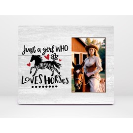 Orchroma Horse Picture Frame,Just A Girl Who Loves Horses,Horse Lover Horse Rider Girls Gifts,Horse Themed Wall Tabletop Picture Frames for Office Home Girls Bedroom,8x10 Picture Frame