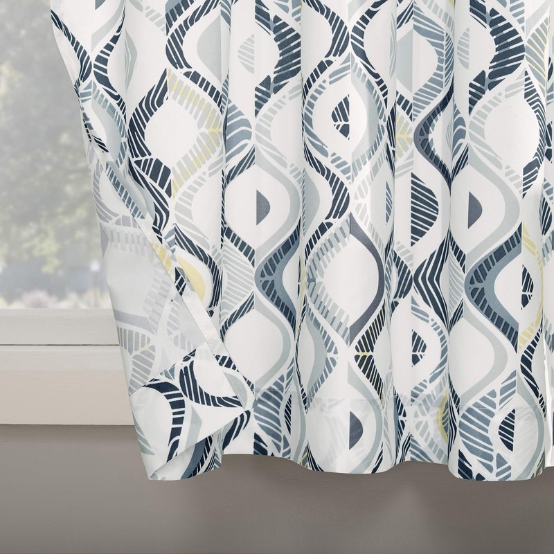No. 918 Barker Geometric Print Microfiber 3-Piece Kitchen Curtain Set,