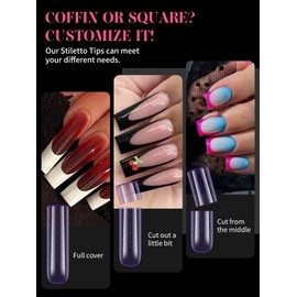 EBANKU Dual Nail Forms for Poly Extension Gel, 120 PCS Purple Square Nail Molds Reusable 12 Sizes Nail Extension Forms for Builder Gel Manicure Design Salon DIY