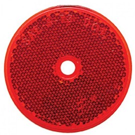 (2) Red 3" Round Truck Semi Trailer Mail Box Reflex Reflectors / Center Hole
