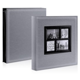 Ywlake Photo Album 4x6 500 Pockets, Large Capacity Family Wedding Leather Picture Albums Holds 500 Horizontal and Vertical Photos Grey