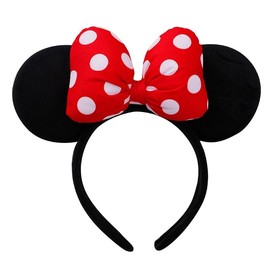 LEEMASING Light Up Mouse Deluxe Ear Headband Flashing Bow Polka Dot LED Party-Rave For Wedding Festival Holiday Christmas (Red 1)