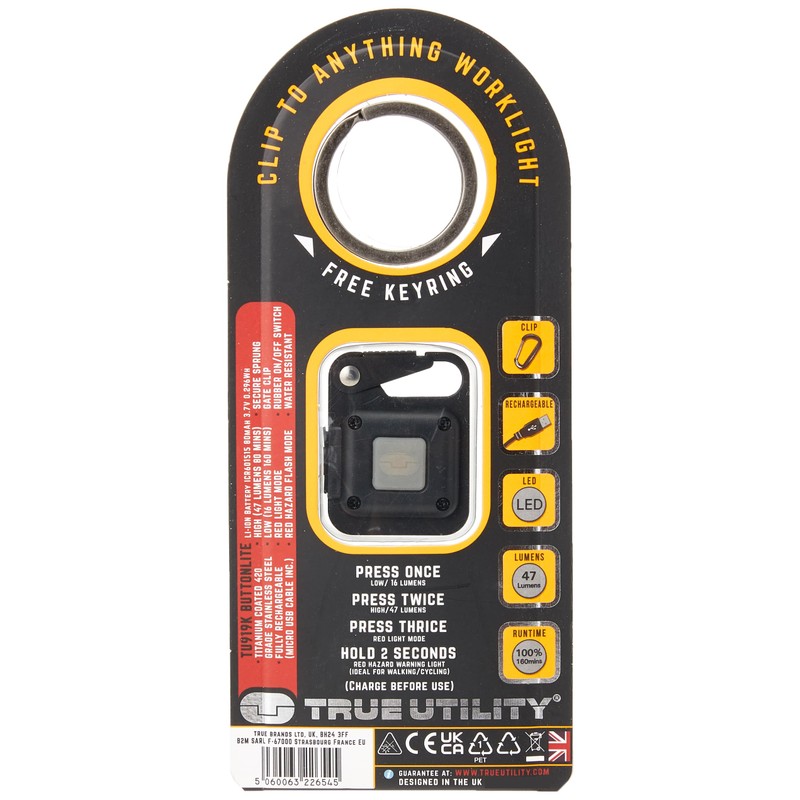 True Buttonlite 400410 Titanium Coated Stainless Steel 420 Steel Lamp