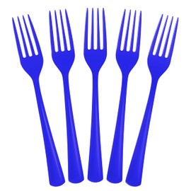 Disposable Dark Blue Plastic Forks 100 Pcs - Heavy Duty Dark Blue Plastic Disposable Cutlery - Dark Blue Disposable Flatware, Dark Blue Plastic Silverware, Plastic Forks Dark Blue Exquisite