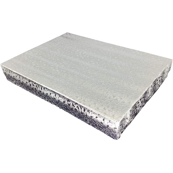888 Display - Case of 100 Boxes of 7 1/8" x 5 1/8" x 1 1/8" SilverFoil Cotton Filled Jewelry Boxes