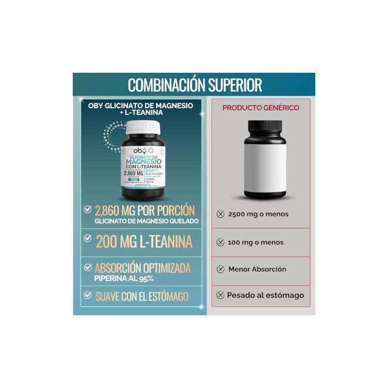 OBY Bisglicinato de Magnesio 2920 mg + L-Teanina 200 mg