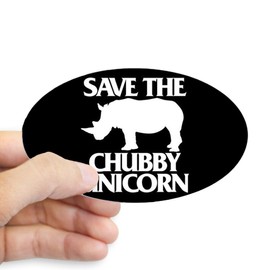 CafePress Save The Chubby Unicorn Oval Bumper Sticker, Euro Oval Car Decal