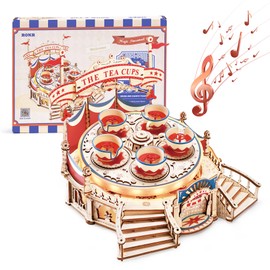 ROKR 3D Wooden Puzzles for Adults-LED Wooden Music Box Kits-Wood Model Kits to Build-3D Puzzles for Kids and Adults-Christmas STEM Toy Gifts